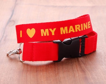 I Love (Heart) My Marine Lanyard