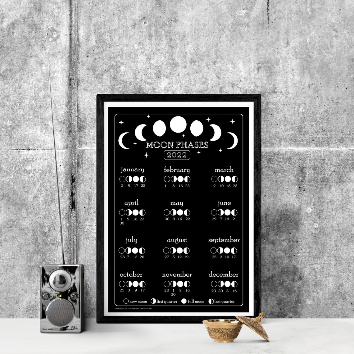 Lunar Calendar 365 Days and Moon Phases Calendar 2022 Moon | Etsy