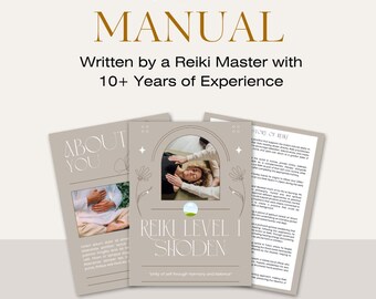Reiki Level 1 Training Manual Template | Editable Course Workbook for Teachers & Practitioners | Bonus Certificate Template