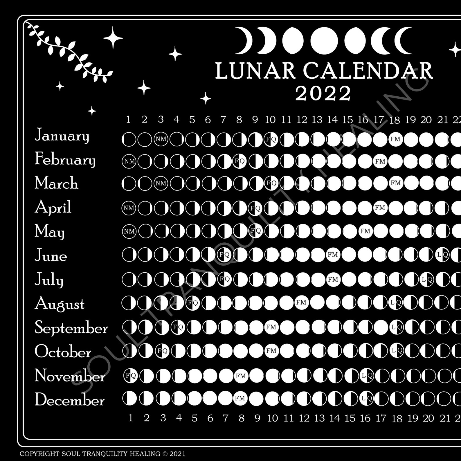 Free Printable Lunar Calendar 2022