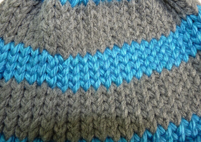 Blue and Gray Stripe Hat Mens Stocking Cap Unisex Knit Etsy