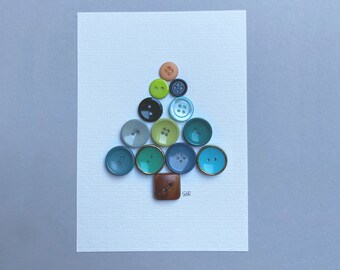 Button picture as postcard, motif "Christmas tree 1"