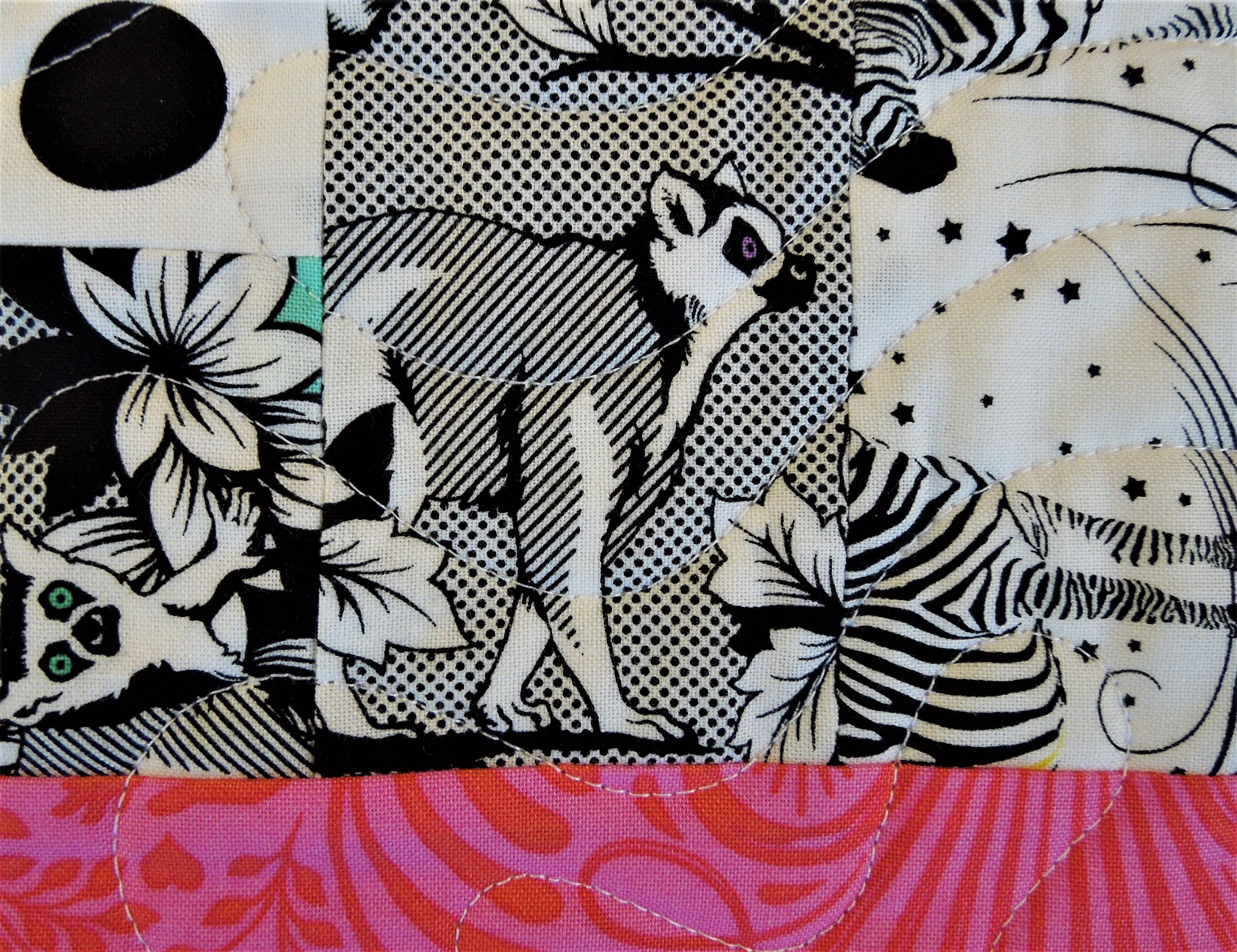 Black and White and Pink All Over is a Crib Size Quilt in Fabrics From