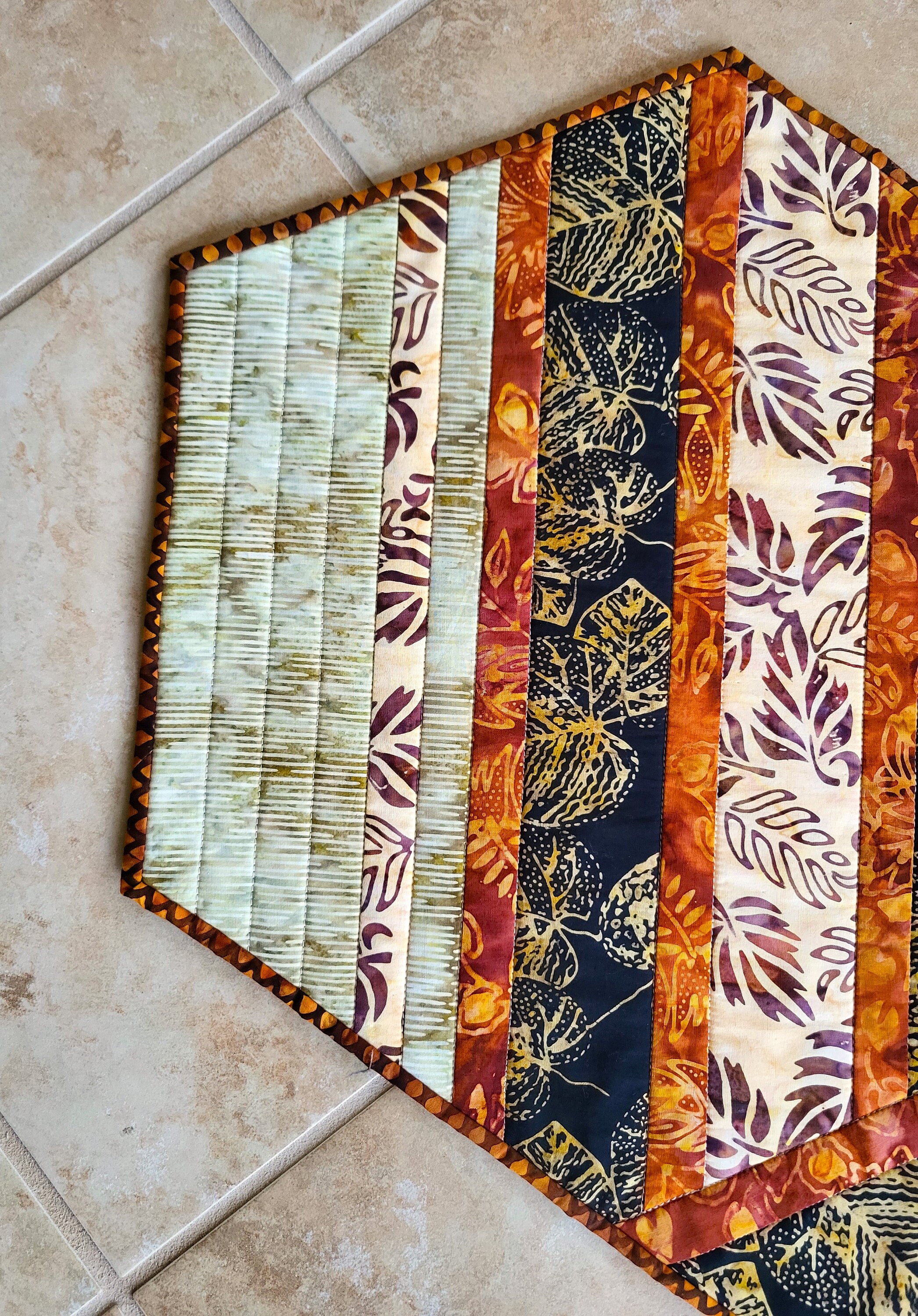 Autumn Leaves is a Quilted Table Runner Using Batik Fabrics With ...