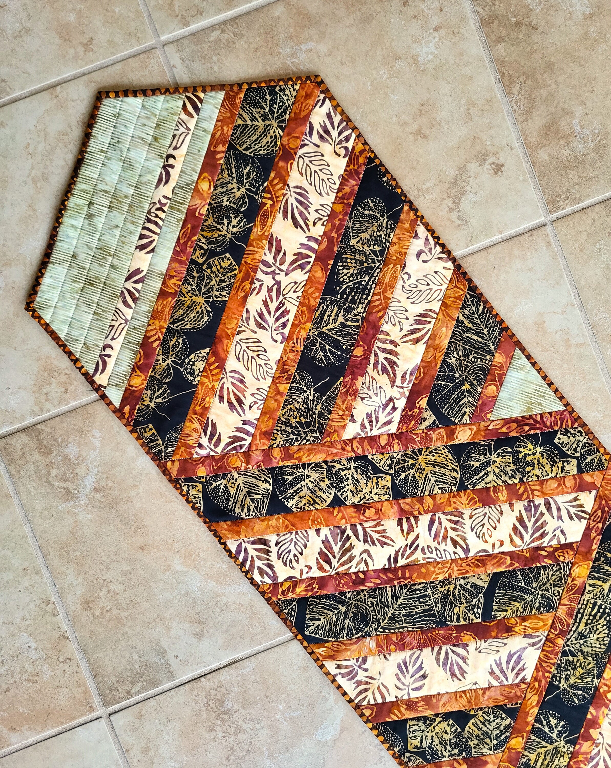 Autumn Leaves is a Quilted Table Runner Using Batik Fabrics With ...
