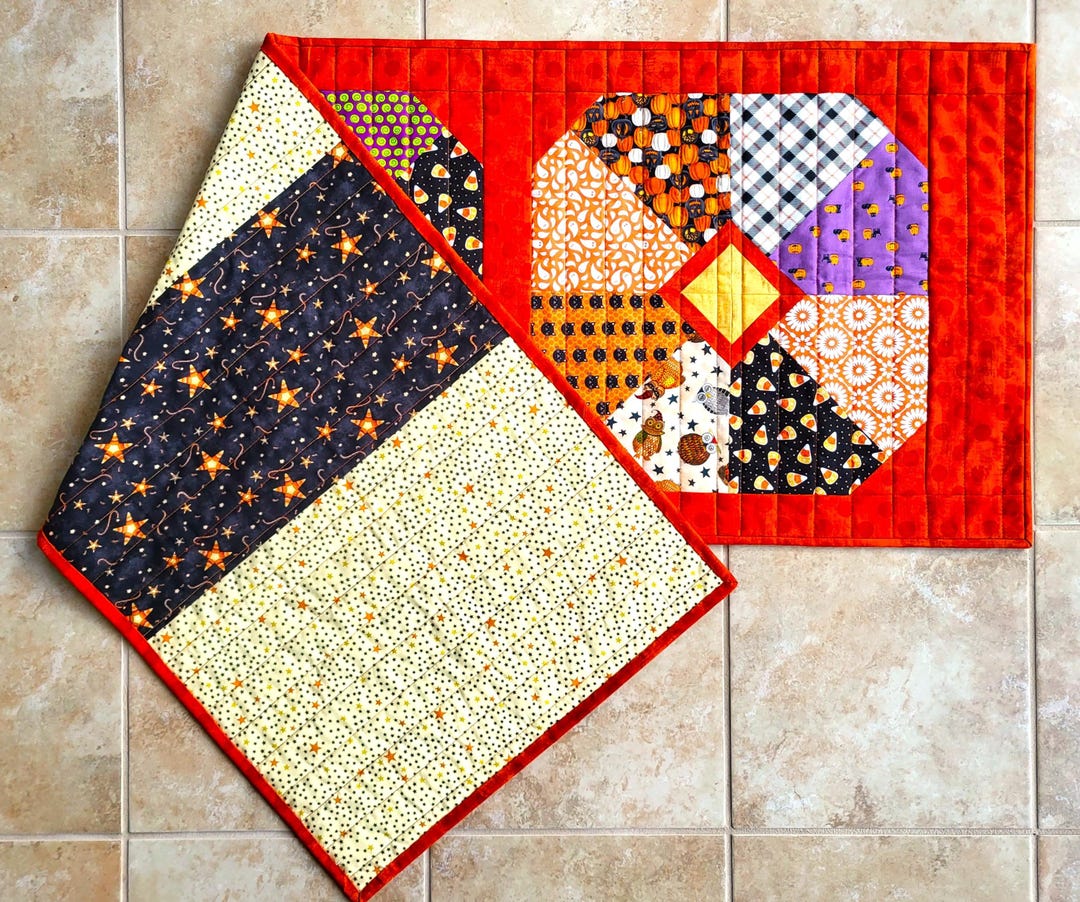 Halloween Octagons is a Quilted Table Runner Made With a Variety of ...