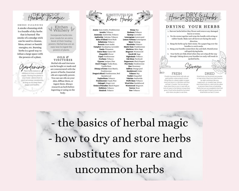 Herbal Magic Printable Grimoire Pages zdjęcie 3