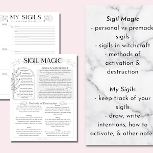 Sigil Magic & Worksheets, Printable Grimoire Pages image 2