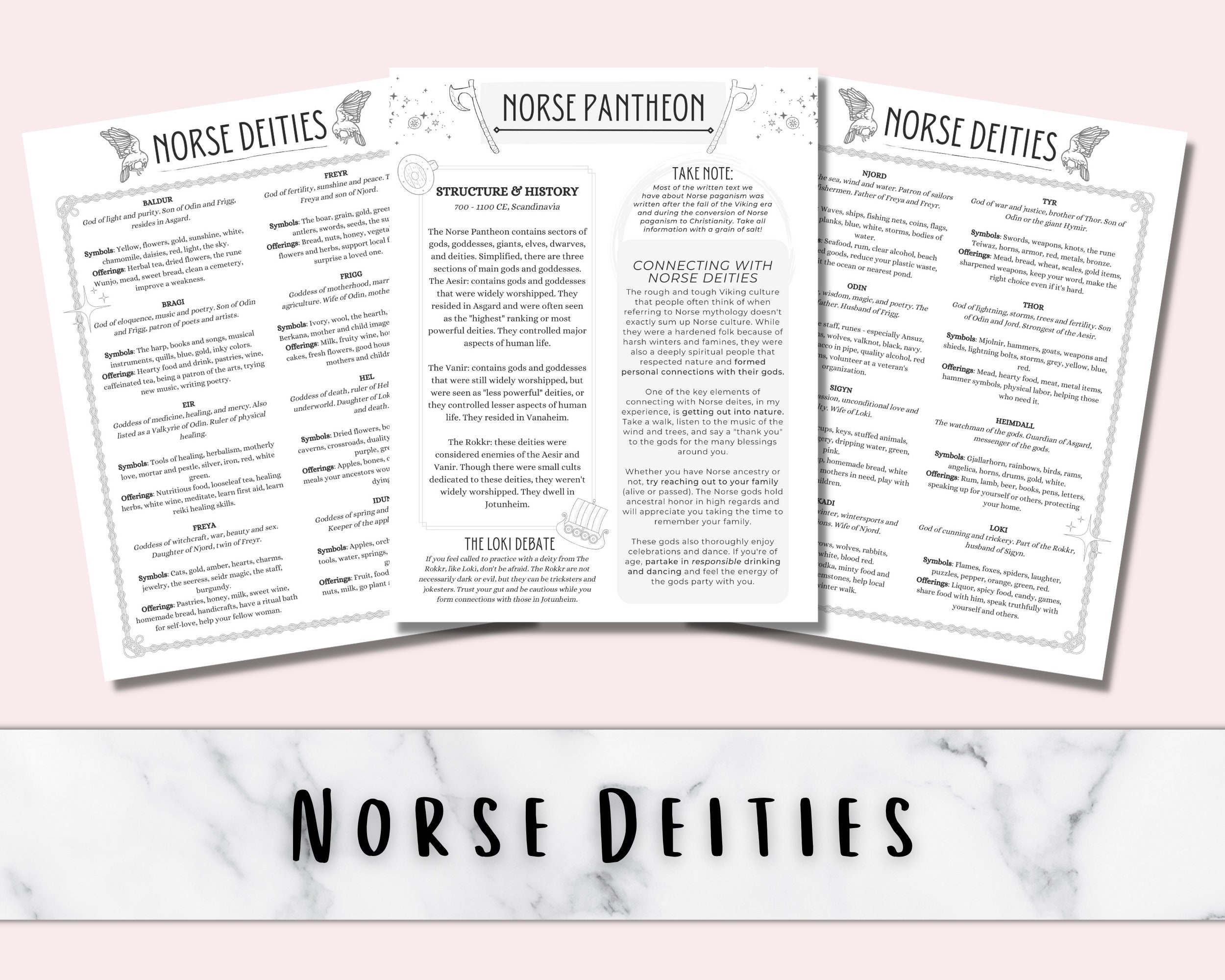 Norse Deities Digital Grimoire Pages