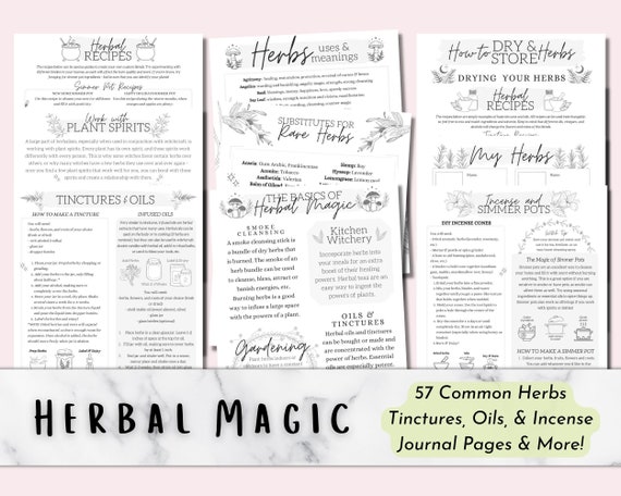 Herbal Magic, Green Witchcraft Grimoire Printable Pages