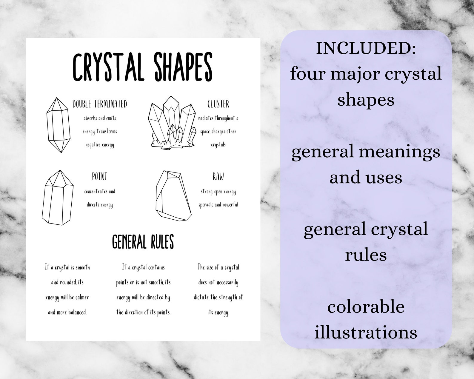Crystal Shapes Grimoire Page, Printable Witch Cheat Sheet, Book of ...