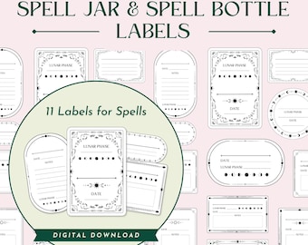 Spell Jar and Bottle Labels, Digital Download