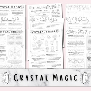 Pages de grimoire imprimables de sorcellerie magique de cristal