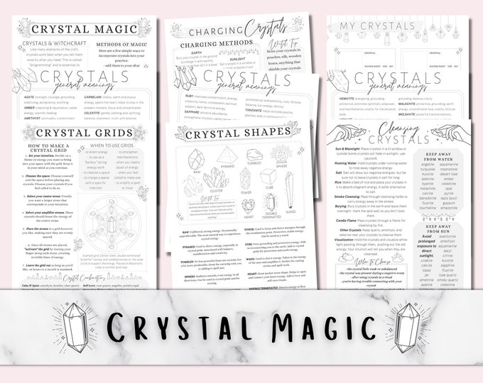 Crystal Shapes Grimoire Page, Printable Witch Cheat Sheet, Book of ...