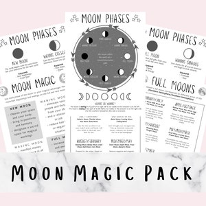 Moon Magic Pack, Printable Grimoire Book of Shadows Pages