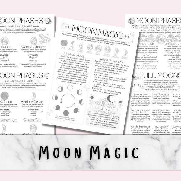 Moon Magic Grimoire Pages, Digital Book of Shadows Pages