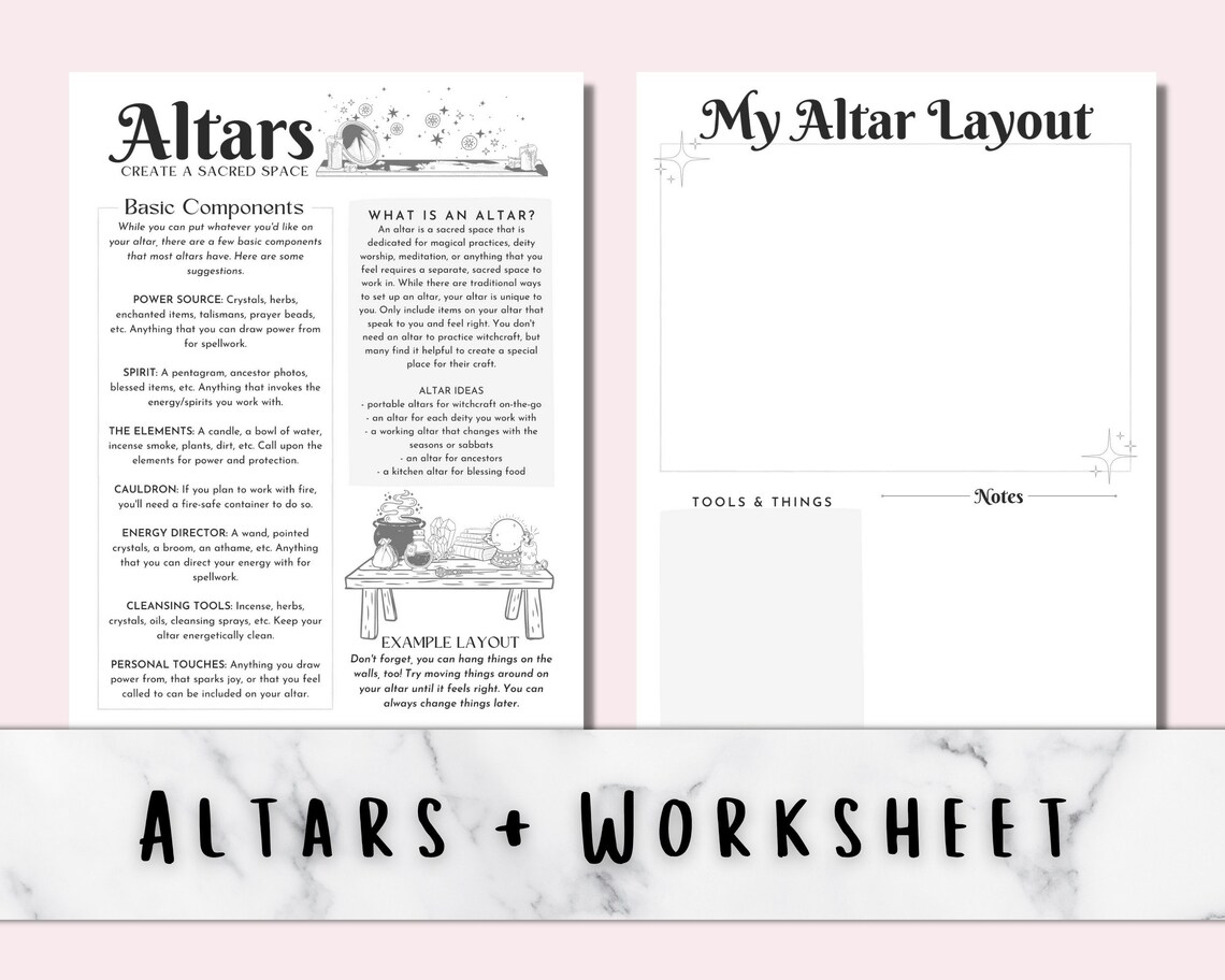 Altar & Altars Worksheet Printable Grimoire Pages - Etsy