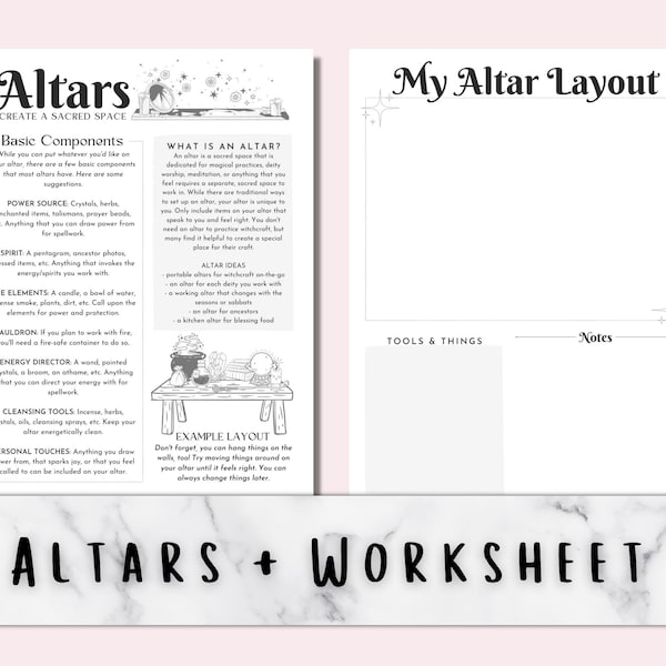 Altar & Altars Worksheet, Printable Grimoire Pages