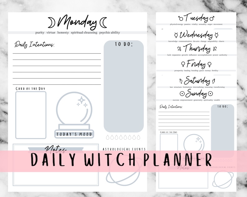 Daily Witch Planner Witchy Printable Pages - Etsy UK