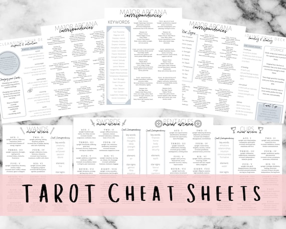 Tarot Cheat Sheet, Correspondences and Meanings