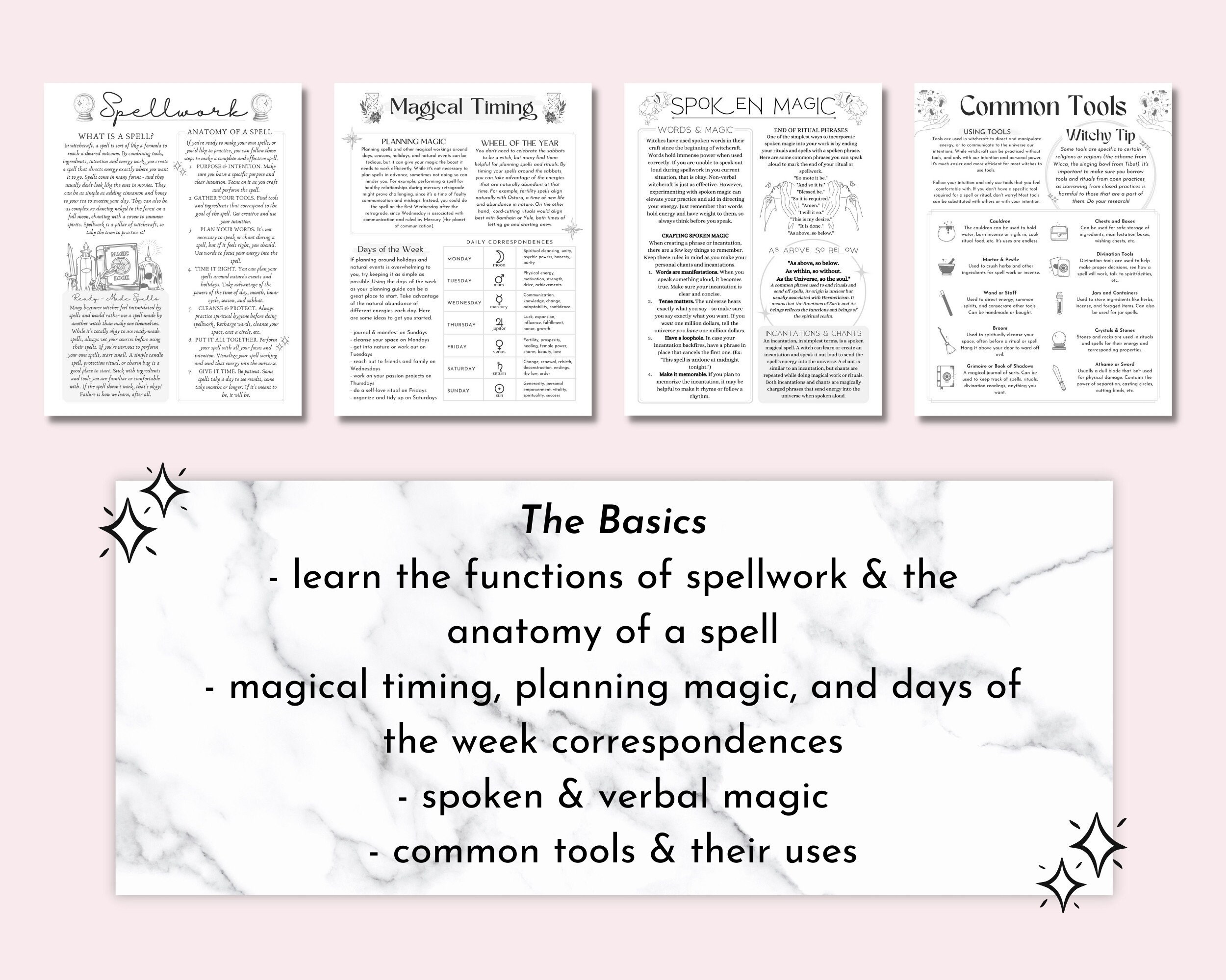 Spellwork Basics Printable Grimoire Book of Shadows Pages - Etsy