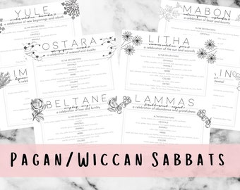 Sabbats Grimoire Pages, Wiccan and Pagan Holidays
