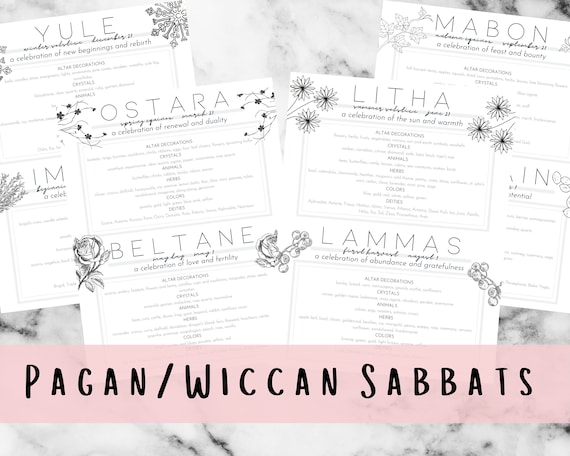 Sabbats Grimoire Pages, Wiccan and Pagan Holidays
