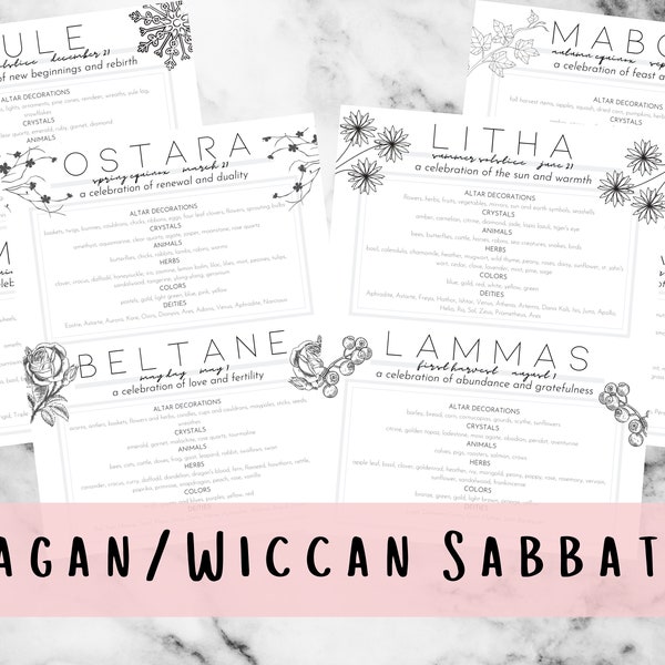 Sabbats Grimoire Pages, Wiccan and Pagan Holidays