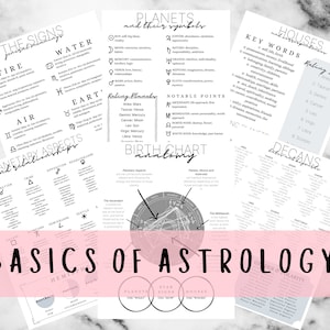 Basics of Astrology Printable Pages, Grimoire Pages, Book of Shadows