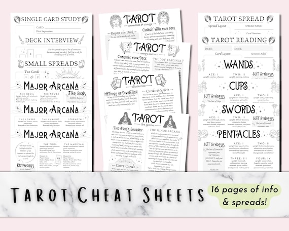 Tarot Cheat Sheets, Printable Grimoire BOS Pages