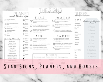 Star Signs, Planets, and Houses Printable Pages