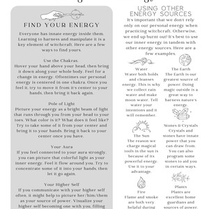 K&ouml;nnte beinhalten: Eine Schwarzwei&szlig;illustration einer Hand, die einen Zauberstab mit einem Stern am Ende h&auml;lt. Der Text "Find Your Energy" steht oben im Bild. Das Bild ist ein Leitfaden zum Finden und Nutzen deiner Energie. Es enth&auml;lt Informationen &uuml;ber Chakras, Aura, das h&ouml;here Selbst und die Nutzung anderer Energiequellen wie Wasser, Erde, Sonne, Feuer, Steine und Kristalle sowie Pflanzen.