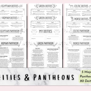 Divinités et panthéons, pages imprimables du grimoire grec scandinave romain égyptien celtique