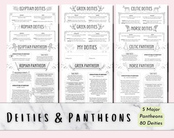 Deities and Pantheons, Greek Norse Roman Egyptian Celtic Printable Grimoire Pages