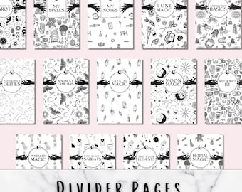 Divider Pages for Grimoire, Digital Book of Shadows
