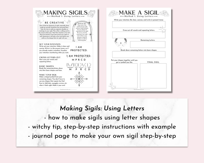 Sigil Magic & Worksheets, Printable Grimoire Pages image 3