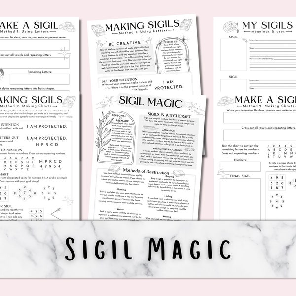 Sigil Magic & Worksheets, Printable Grimoire Pages