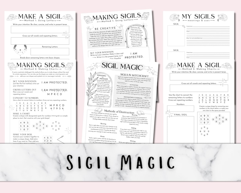 Sigil Magic & Worksheets, Printable Grimoire Pages image 1