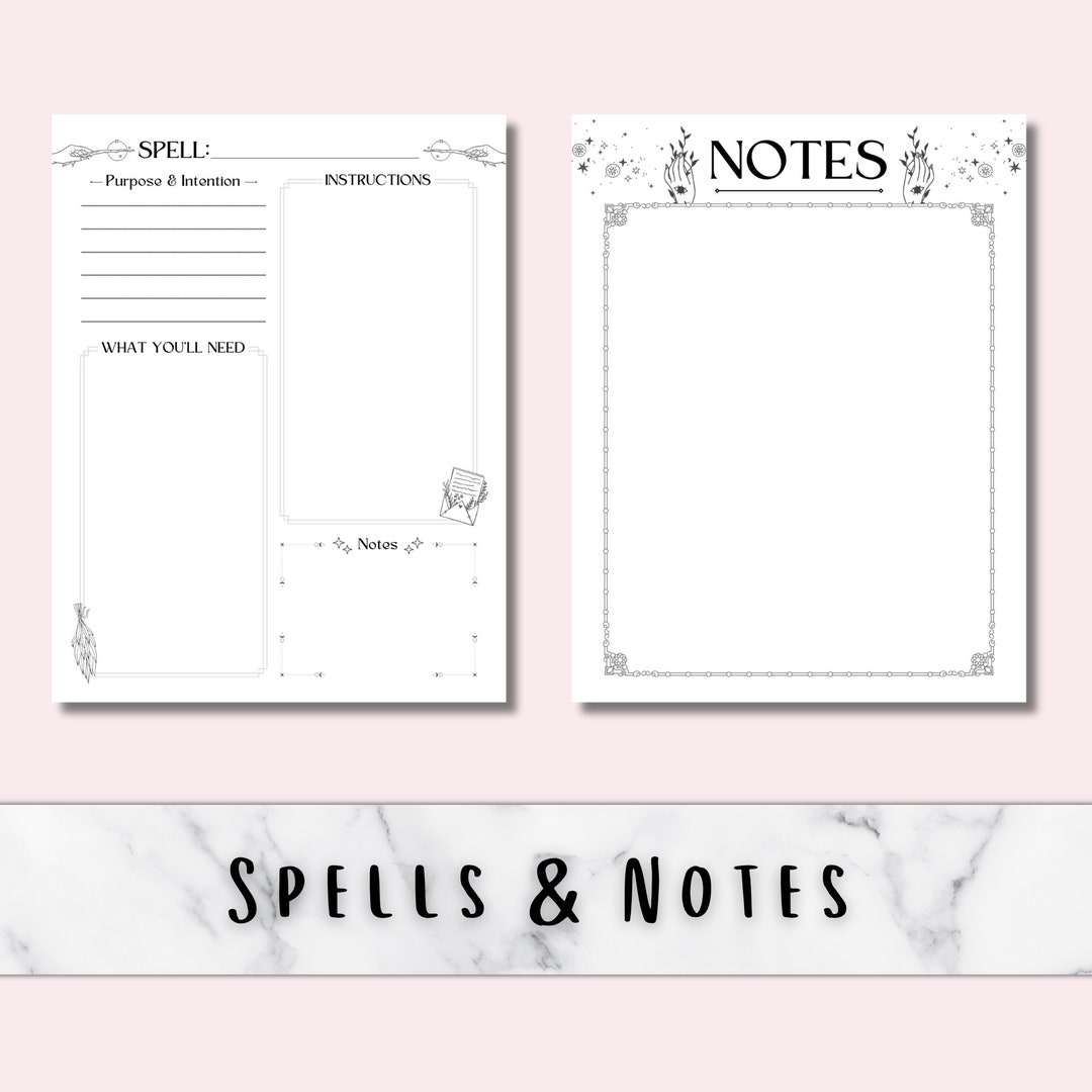 Spells and Notes, Digital Grimoire Journal Pages - Etsy