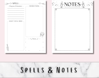 Spells and Notes, Digital Grimoire Journal Pages