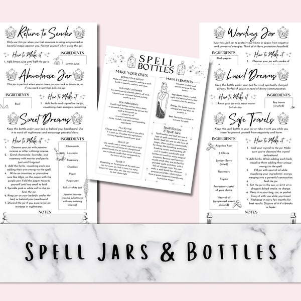 Spell Bottles & Jars Digital Grimoire Pages