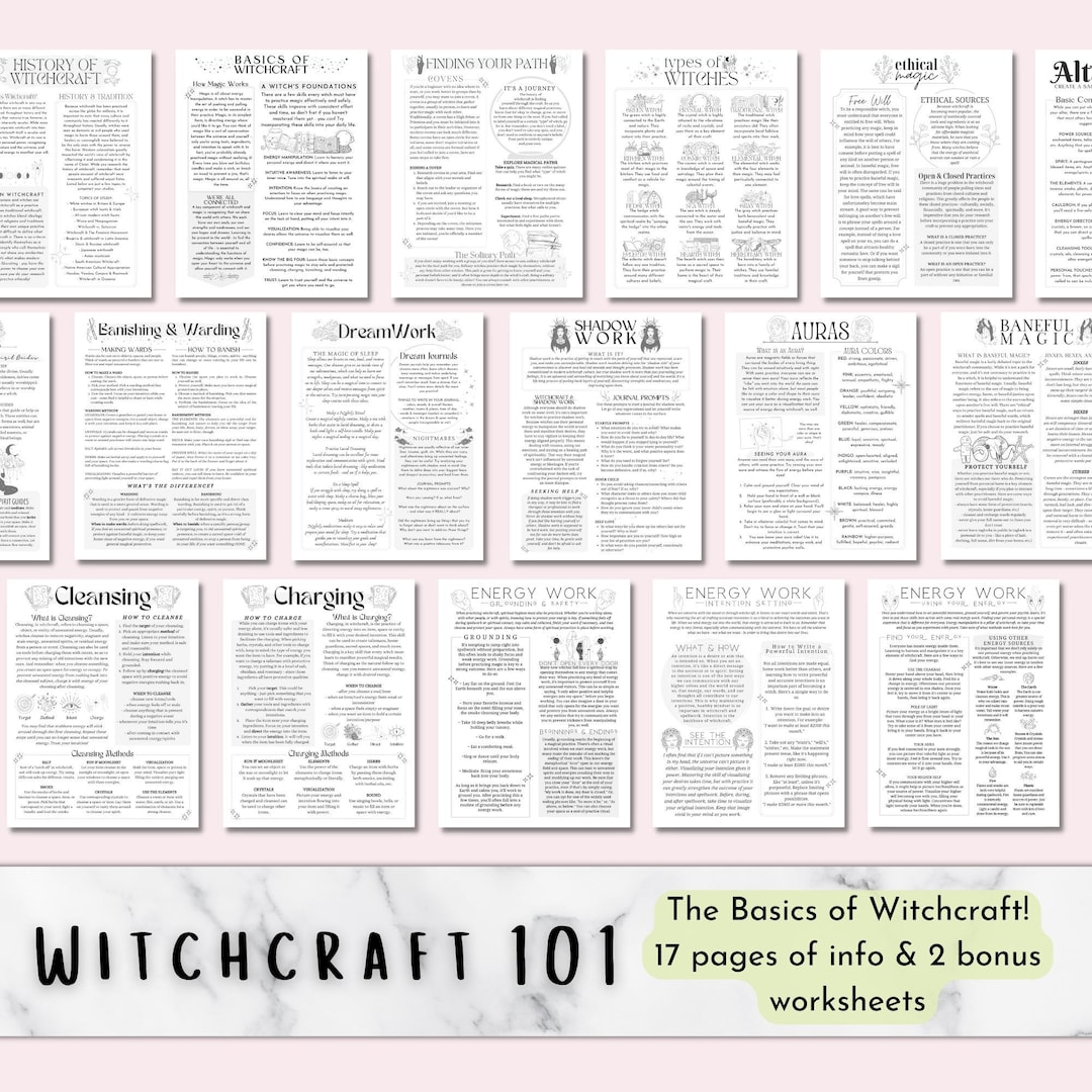 Witchcraft 101, Basics of Witchcraft Printable Grimoire BOS Pages - Etsy