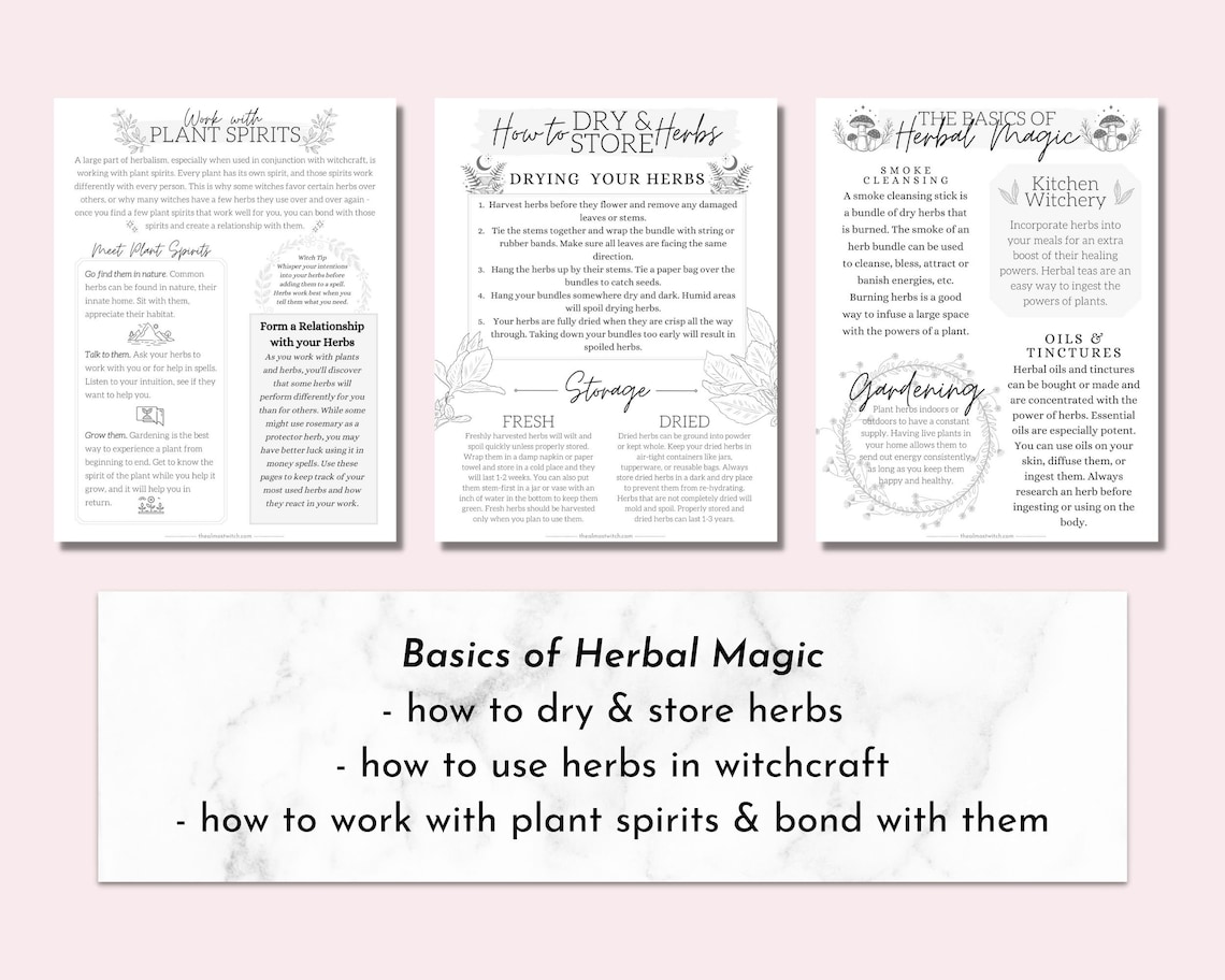 Herbal Magic Green Witchcraft Grimoire Printable Pages - Etsy