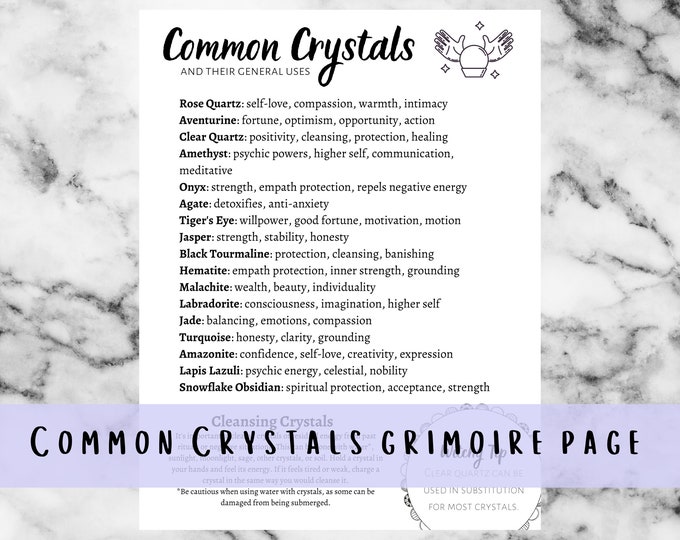 Crystal Shapes Grimoire Page, Printable Witch Cheat Sheet, Book of ...