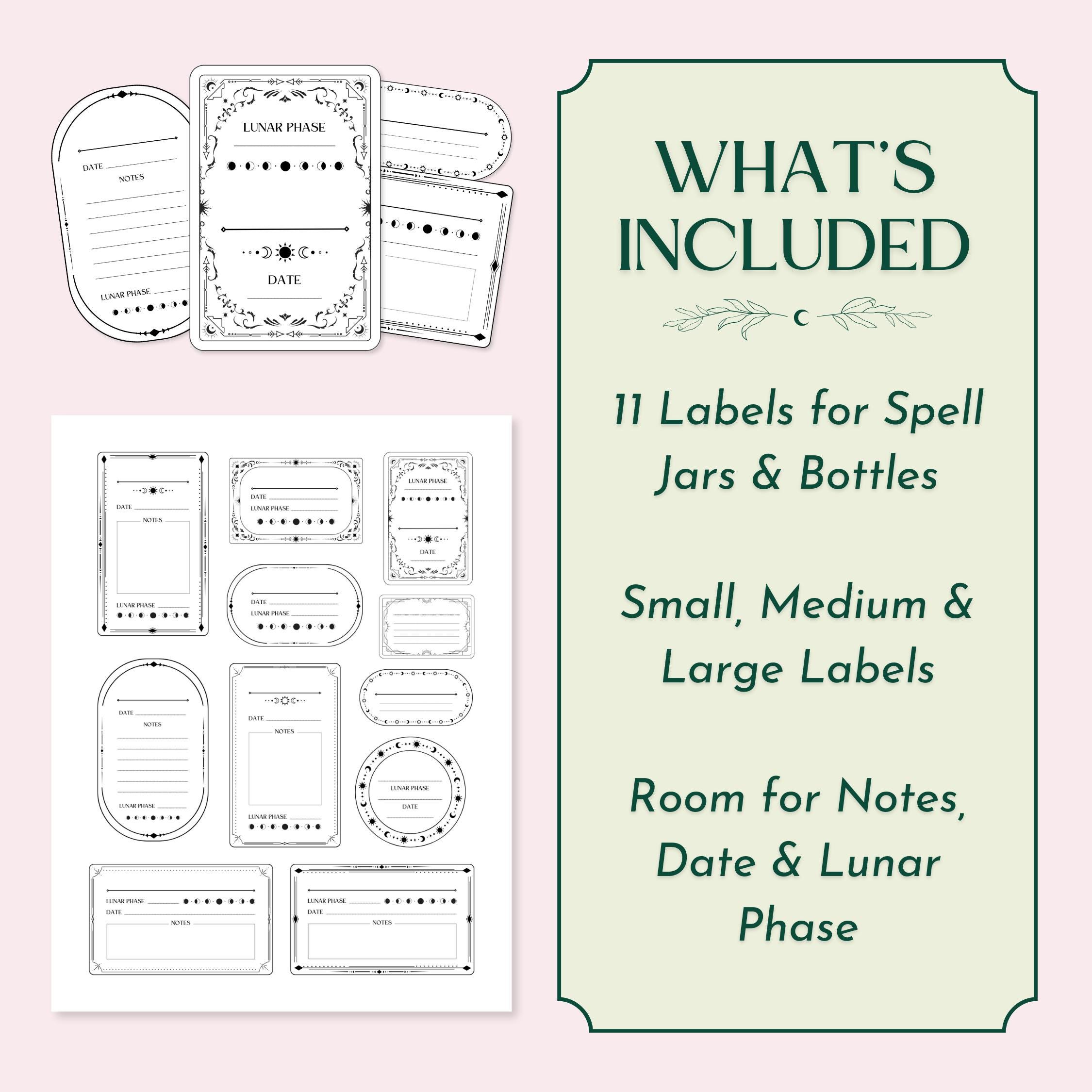 Spell Label Spell Jar and Bottle Labels, Digital Download - Etsy