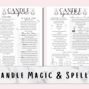 May include: A printable guide to candle magic and spells with instructions on how to choose the right candle color, cleanse and anoint the candle, and watch the flame for signs. The guide includes spells for abundance, blessing, and self-love.