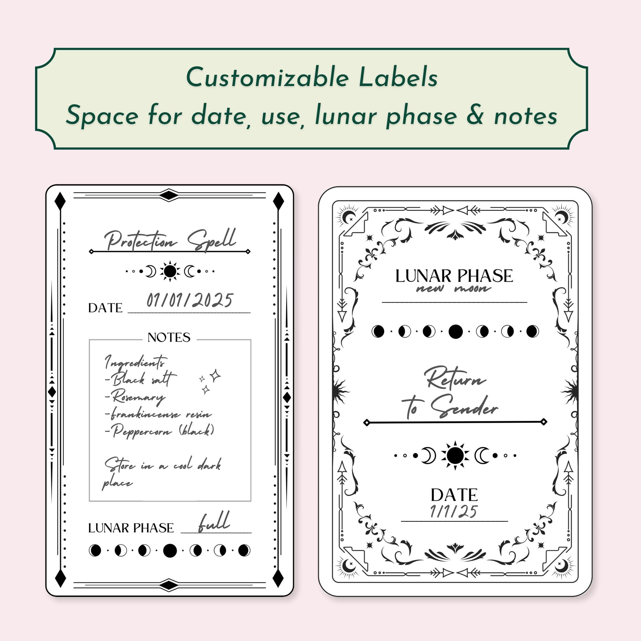 Spell Label Spell Jar and Bottle Labels, Digital Download - Etsy