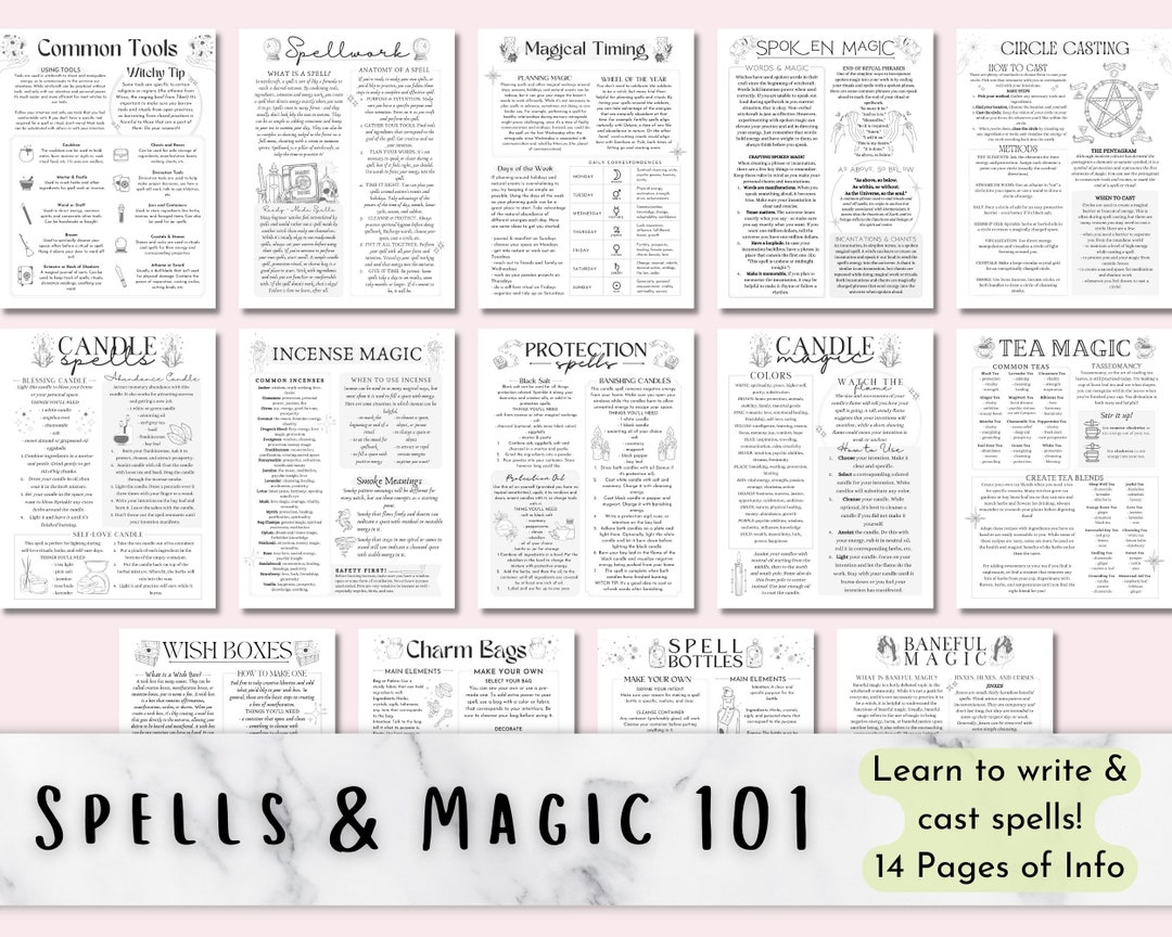 Spellwork Basics Printable Grimoire Book of Shadows Pages - Etsy
