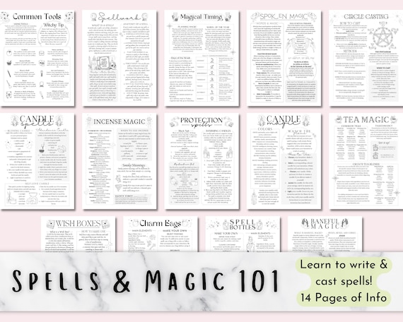 Spellwork Basics Printable Grimoire Book of Shadows Pages