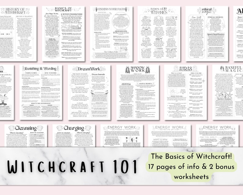 Witchcraft 101, Basics of Witchcraft Printable Grimoire BOS Pages 